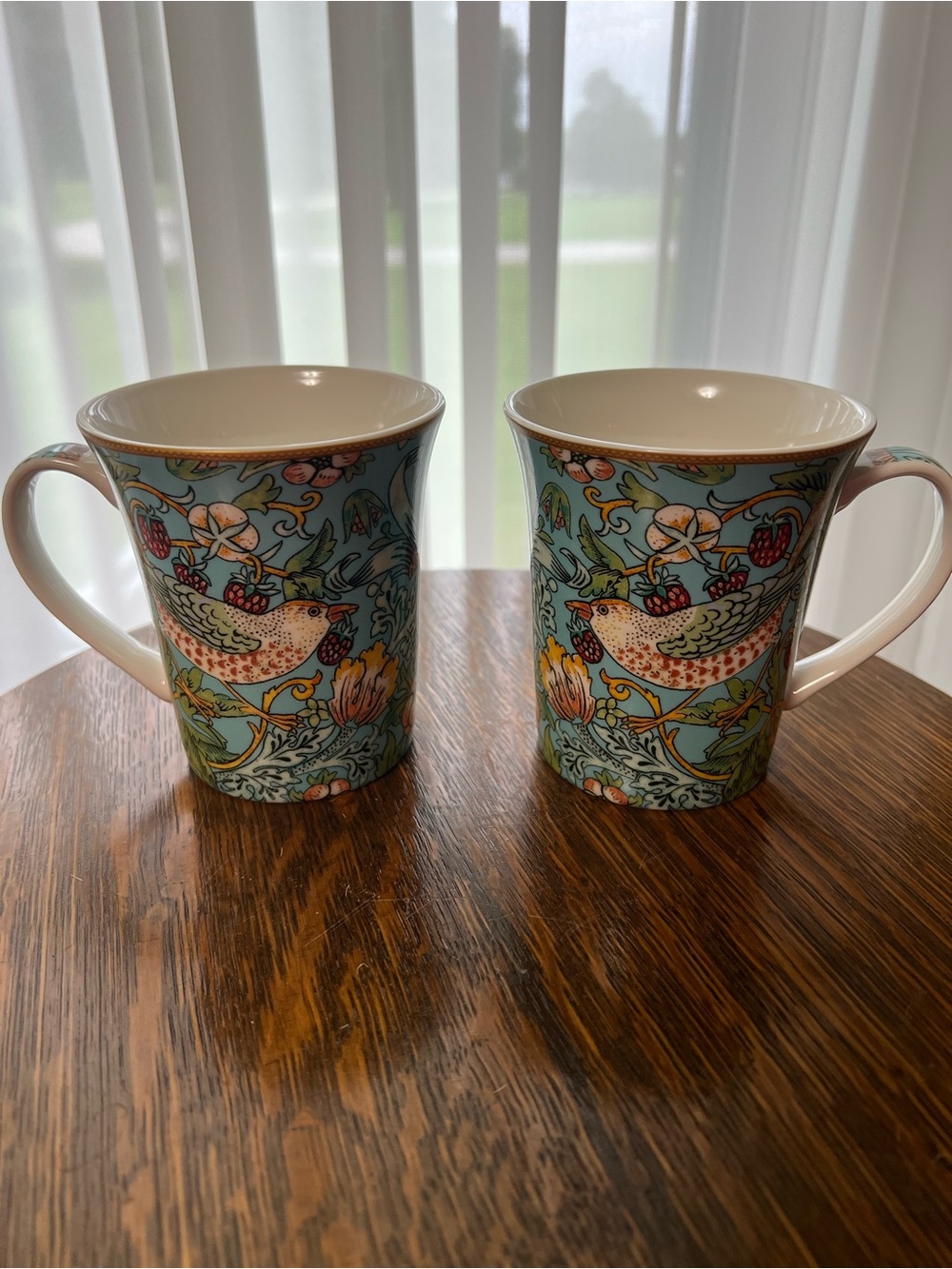 Pair of William Morris Strawberry Thief Cups